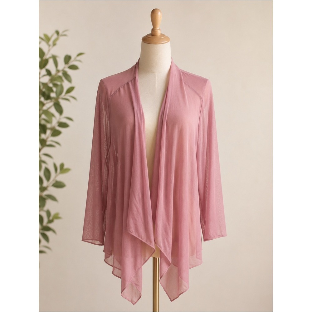 Connected Apparel Mauve Mesh Waterfall Cardigan TNJ65110L1 Plus Size‎ 24W
